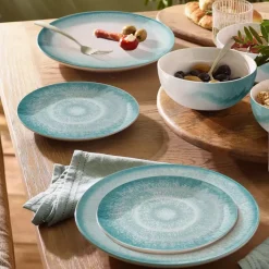 Talerz obiadowy DUKA SOLVIND 27.5 cm niebieski biały porcelanowy