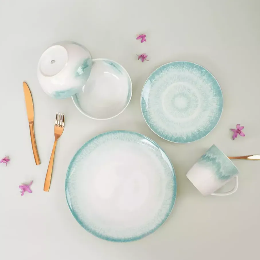 Talerz obiadowy DUKA SOLVIND 27.5 cm niebieski biały porcelanowy