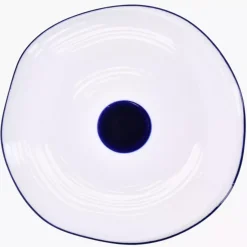 Talerz płytki obiadowy DUKA KROG 27 cm biały granatowy porcelana