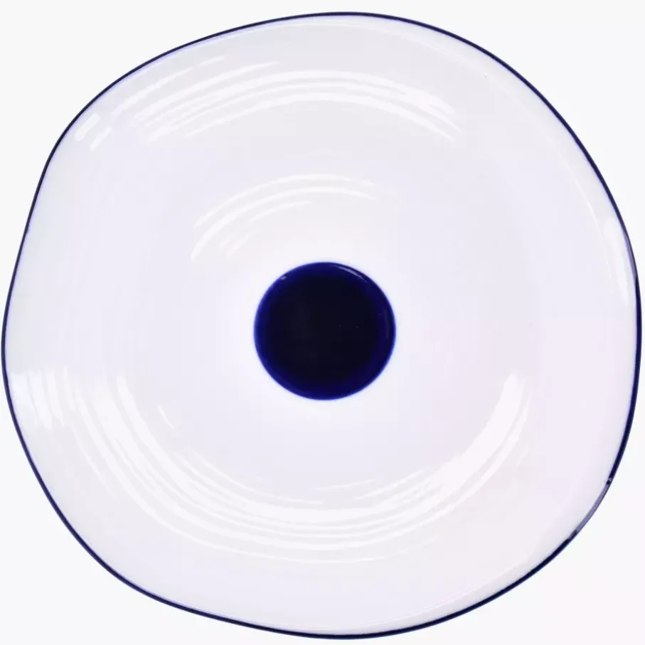 Talerz płytki obiadowy DUKA KROG 27 cm biały granatowy porcelana