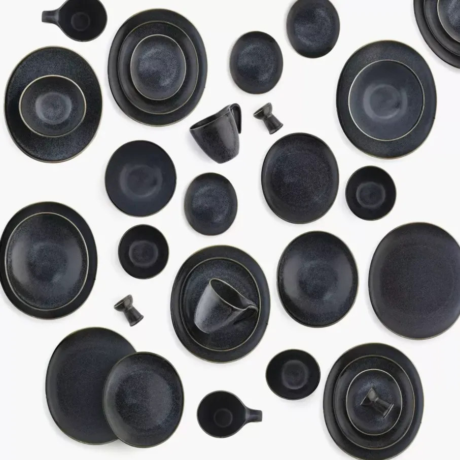 Talerzyk talerz deserowy DUKA TIME BLACK 15x13 cm grafitowy porcelanowy
