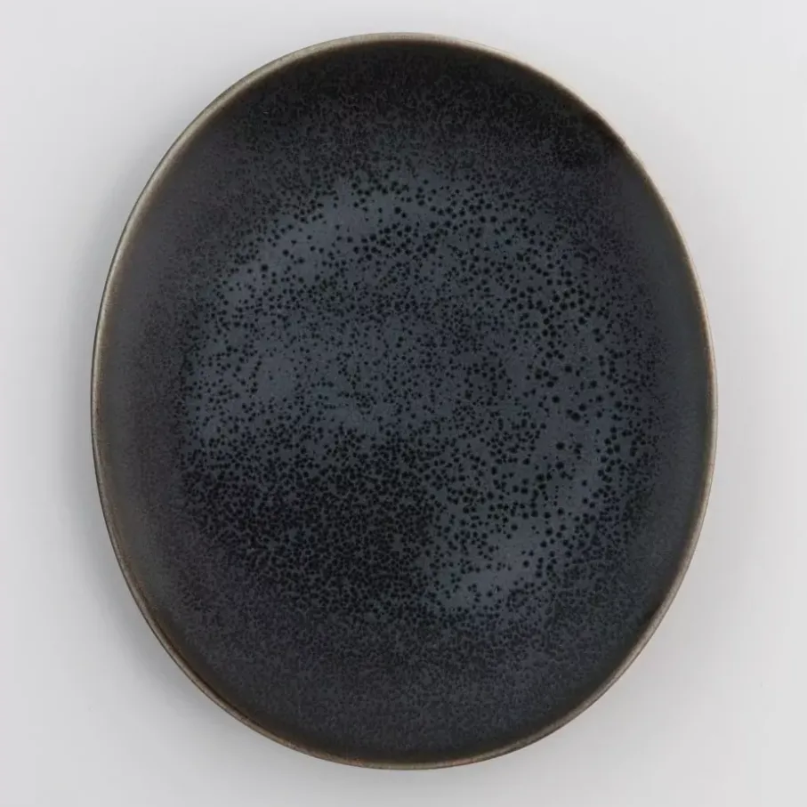 Talerzyk talerz deserowy DUKA TIME BLACK 15x13 cm grafitowy porcelanowy