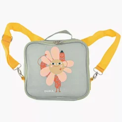 Torba termiczna na lunch kwiatek DUKA MINI 22x19x8 cm zielona pomarańczowa