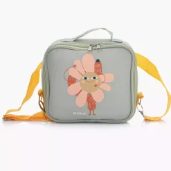 Torba termiczna na lunch kwiatek DUKA MINI 22x19x8 cm zielona pomarańczowa