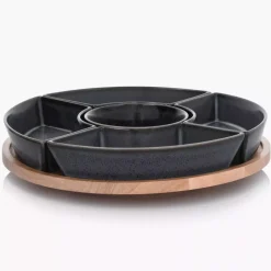 Zestaw do przystawek na obrotowej tacy DUKA WAREWOOD porcelanowy