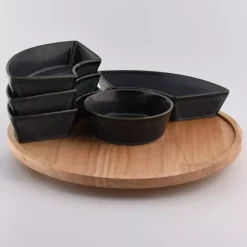 Zestaw do przystawek na obrotowej tacy DUKA WAREWOOD porcelanowy