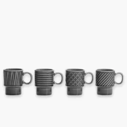 Zestaw 4 filiżanek do espresso SAGAFORM COFFE & MORE szary