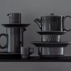 Zestaw 4 filiżanek do espresso SAGAFORM COFFE & MORE szary