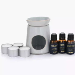 Zestaw kominek zapachowy z olejkami DUKA SERENITY 8 el. ceramiczny