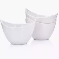Zestaw miseczek z podstawką DUKA BAMBOO 3 sztuki białe porcelana