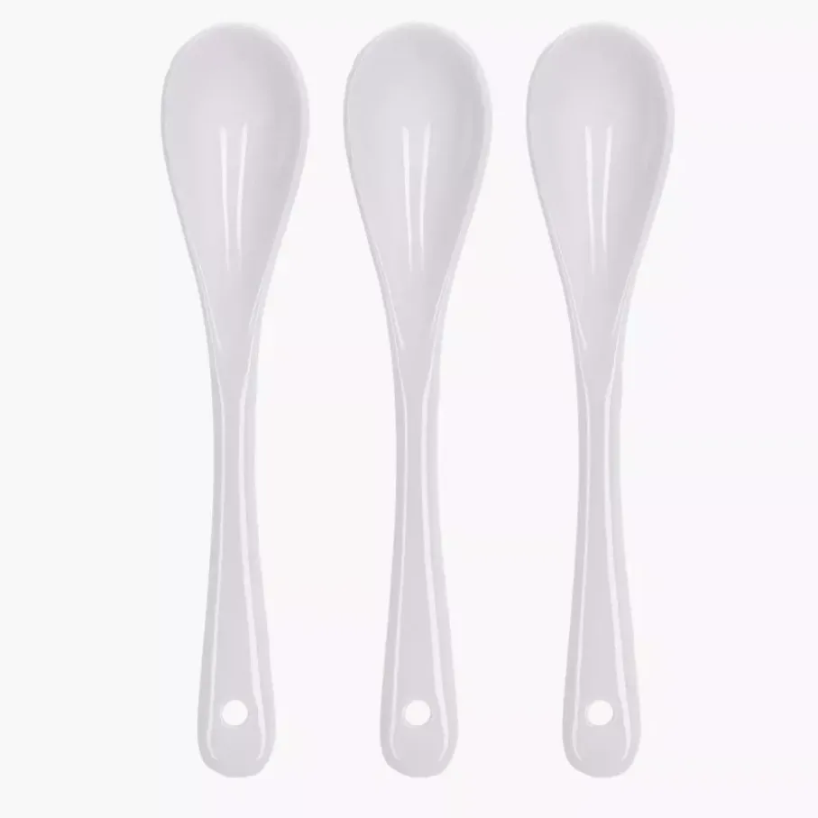 Zestaw miseczek z podstawką DUKA BAMBOO 3 sztuki białe porcelana