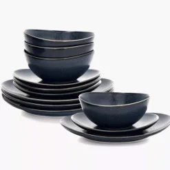 Zestaw obiadowy TIME BLACK 12 el. grafitowy porcelanowy